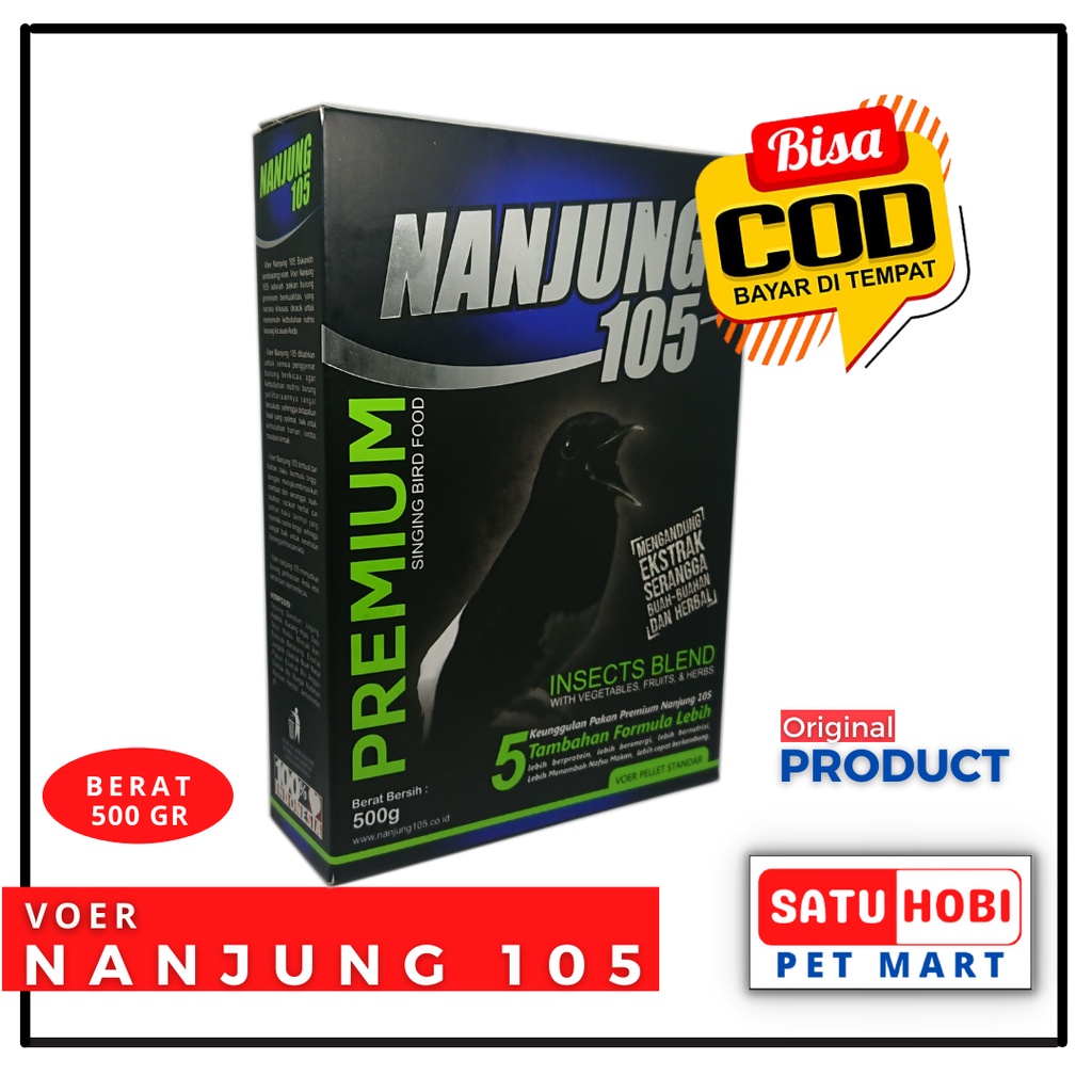 Pakan Makanan Burung Voer NANJUNG 105 [500gr] Untuk Murai Batu | Kacer | Anis | Wanbie | dll