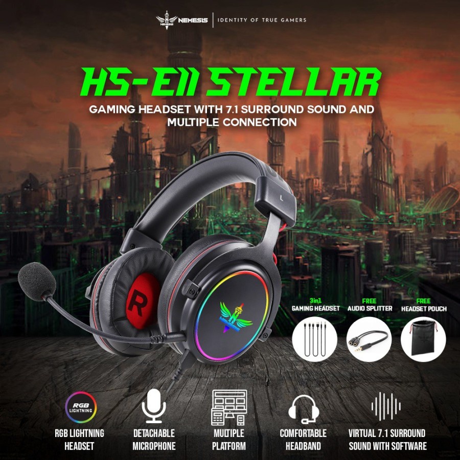 Headset NYK Nemesis HS-E11 HSE11 Stellar RGB - Gaming Headset - Resmi