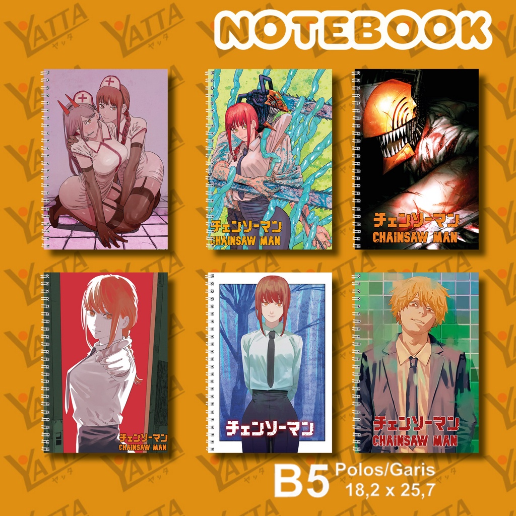 

Notebook Anime Ukuran B5 18,2 x 25,7 cm Chainsaw Man YOTAKUSHOP
