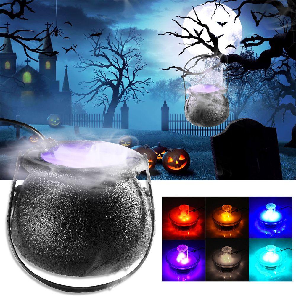 R-bunga Halloween Pot Penyihir Halloween Party Prop Lampu LED Air Mancur Fogger