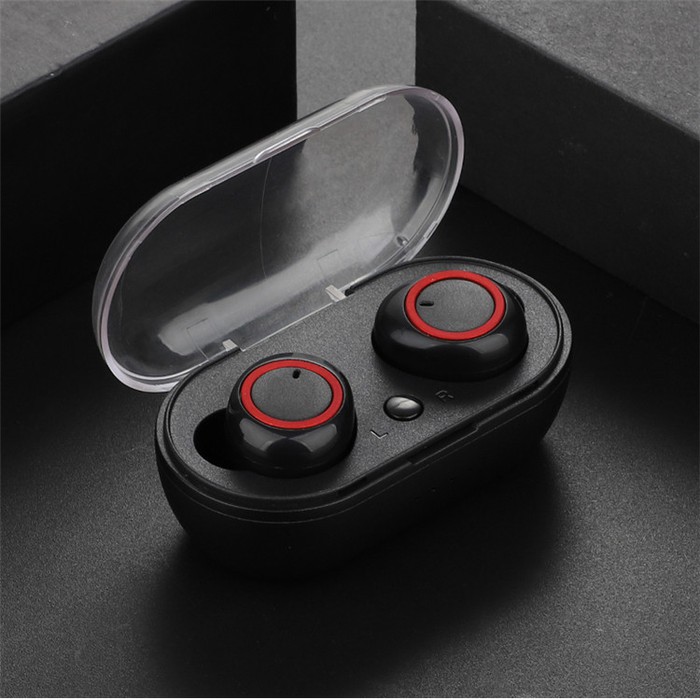 Headset earphone wireless bluetooth tws DT-2 bluetooth tws i7 i8 i9 i10 i12 - Hitam merah