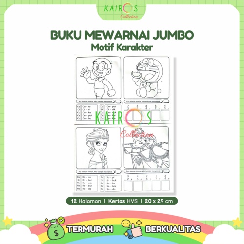 Buku Warna Anak Jumbo Motif Mewarnai Karakter Anak