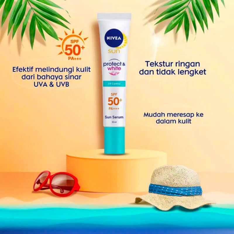 Nivea Sun Face Serum Triple Protect Oil Control dan Instan Aura Spf 50 Pa+++ C&amp;E