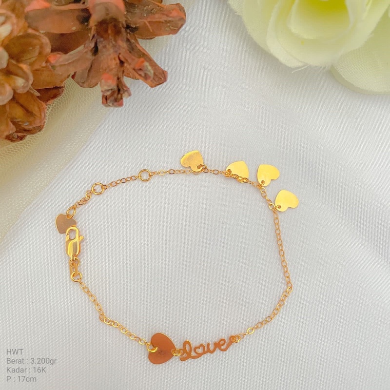 Perhiasan Emas Fashion Rantai Gelang Love HWT 16k / 700