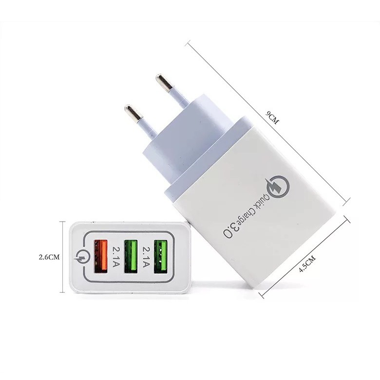 Charger 3 port USB QC 3.0 Fast Charging