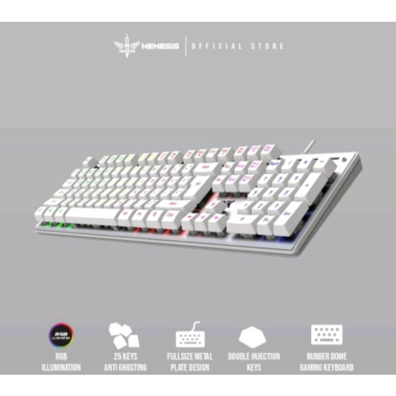 Keyboard Gaming Kr-301 Rgb Underglow nyk original white /suport otg