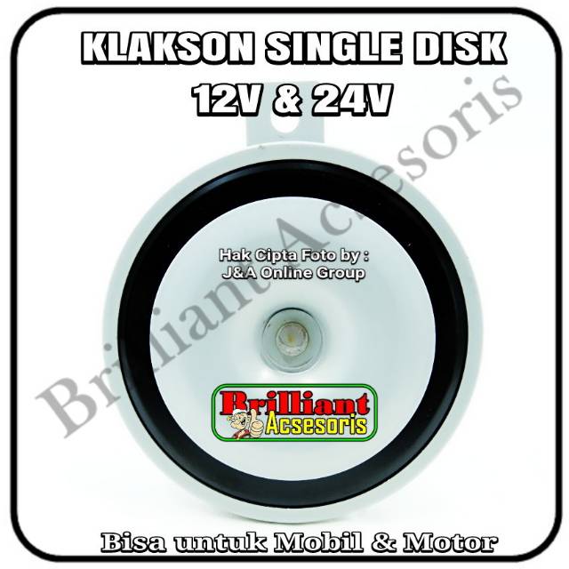 Klakson Single Disk - Suara Tin - Bisa Motor dan Mobil - 12v dan 24v