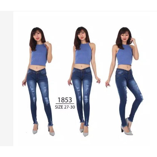 ( COD ) Celana Wanita Soft Jeans Stretch  Bahan Halus