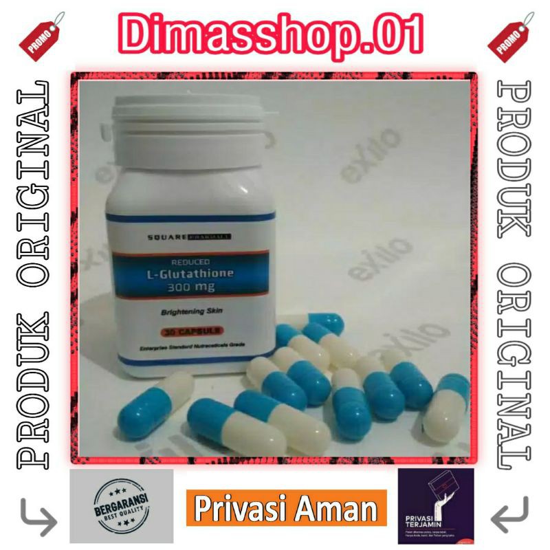 L GLUTATHIONE 300mg Reduced Asli Pemutih Wajah Original