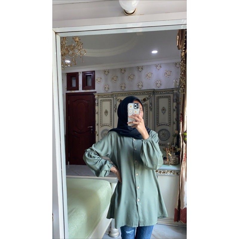 BLOUSE BALON POLOS SIZE L BESAR | ATASAN WANITA LENGAN BALON | BLOUSE BUSUI | BLOUSE LENGAN BALON