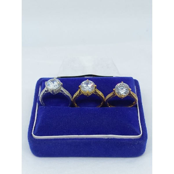 CINCIN SOLITAIRE ( DESY) + MP SAMPING / CINCIN PERAK ASLI SILVER 925 LAPIS EMAS / CINCIN FASHION WANITA TERBARU