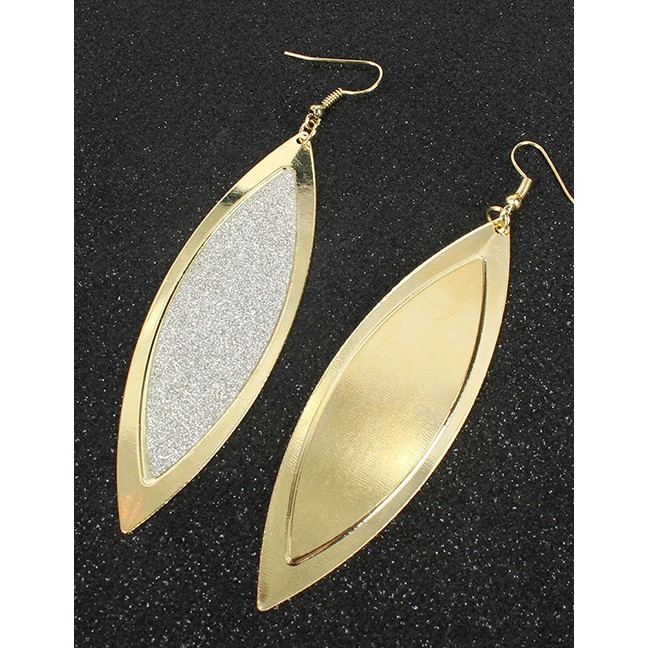 LRC Anting Gantung Fashion Golden Leaf Alloy Frosted Earrings K44354