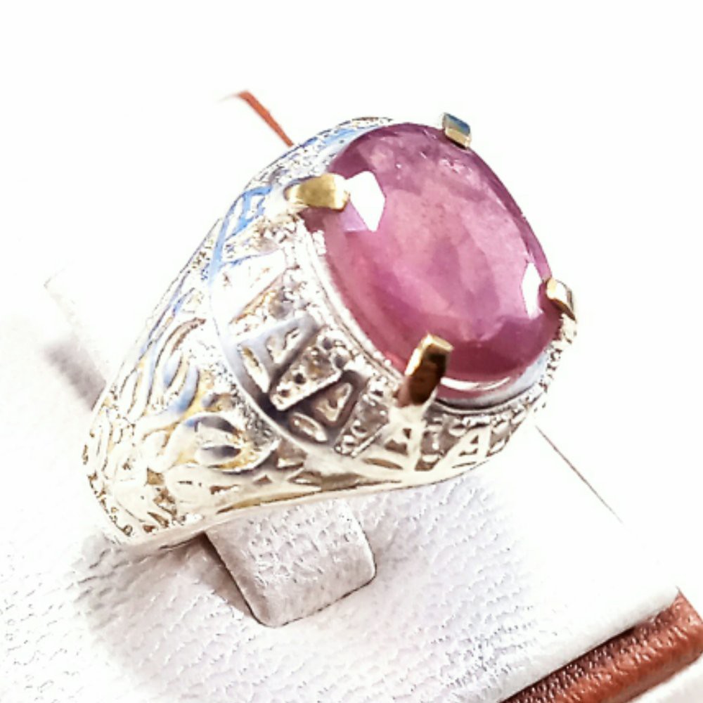 CINCIN BATU AKIK PERMATA NATURAL CUTTING PINK RUBY AFRIKA KRISTAL MEWAH TERMURAH