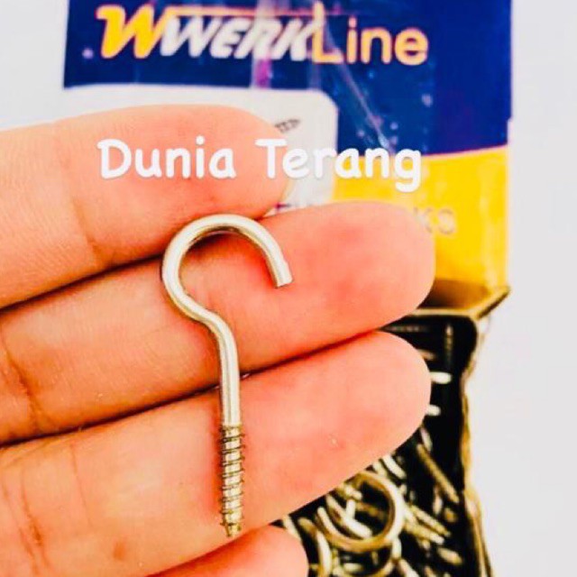 Skrup Hak Buka WERKLINE No 2 - Screw Hooks WL #2 - Cantolan Baju No2 Gantungan Baju Skrup Mata Buka