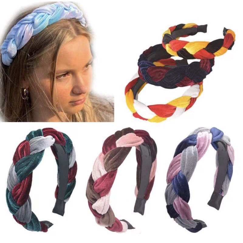 Bando Lebar Wanita Model Kepang Gaya Korea Aksesoris Rambut Wanita / Bandana Kepang Lebar Wanita