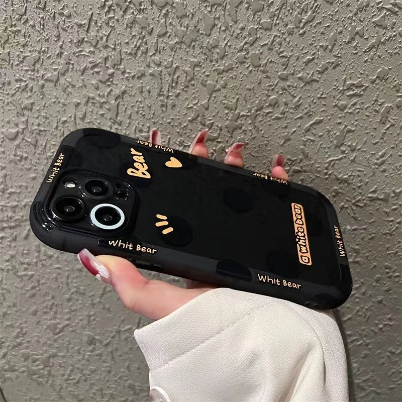 Case Pria Dan Wanita Motif Polkadot Warna Hitam Transparan Untuk iphone 12 13 11 Pro Max X Xs Max Xr