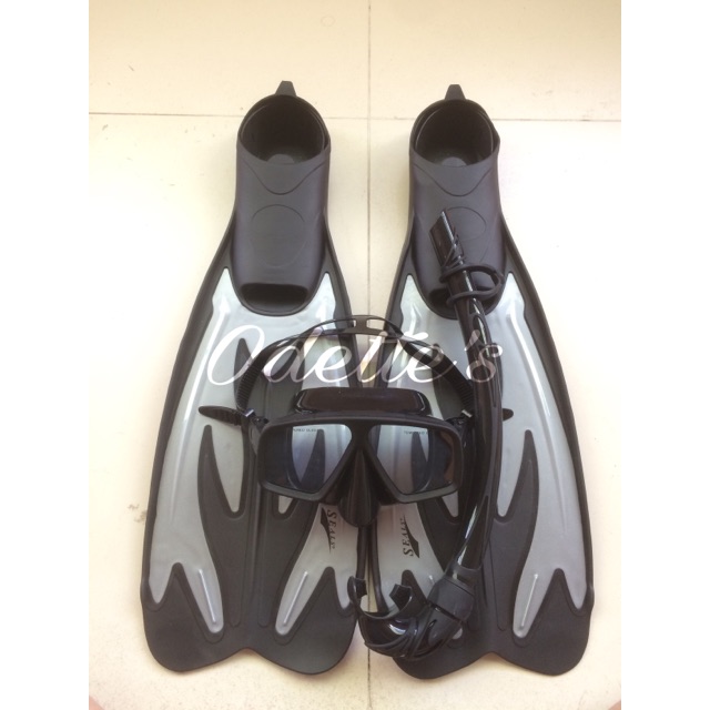 Set Alat Snorkeling Silicon Full Karet + Fin (Kaki Katak) Diving Seal