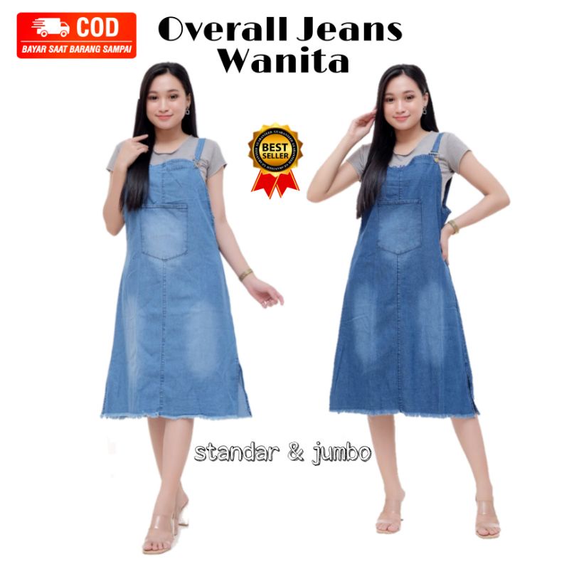 overall jeans wanita/jeans overall/overall dress/overall jumbo