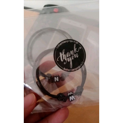 10.10 GELANG HURUF INISIAL | GELANG NAMA | GELANG INISIAL M - Z KOTAK HITAM TALI KULIT KOREA 2MM TERMURAH BANDUNG