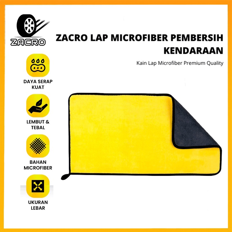 Zacro Lap handuk microfiber  30 x 30 cm    Besar Tebal Lembut Awet Cepat menyerap air   lap mobil