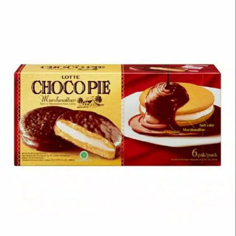 

LOTTE CHOCO PIE 168 GR MARSHMELLOW BISKUIT COKLAT / MAKANAN RINGAN / SNACK / CEMILAN