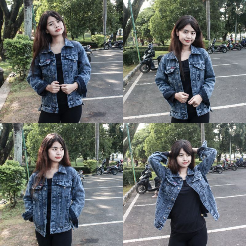 JAKET JEANS WANITA ALLSIZE / SNOW / BIONDY / CROP / OUTER 220