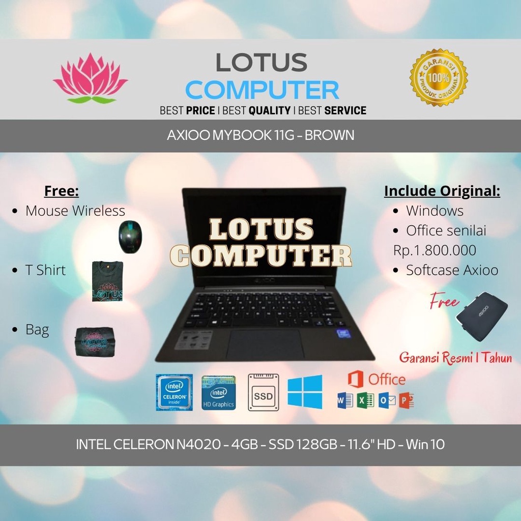 AXIOO MyBook 11G/Celeron N4020/4GB/128GB/11.6"HD/Win 10/Brown