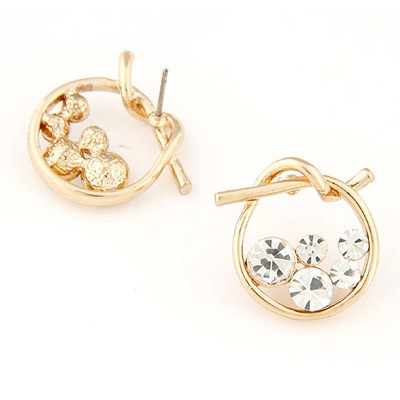 LRC Anting Tusuk Funeral white diamond decorated round shape design A35286