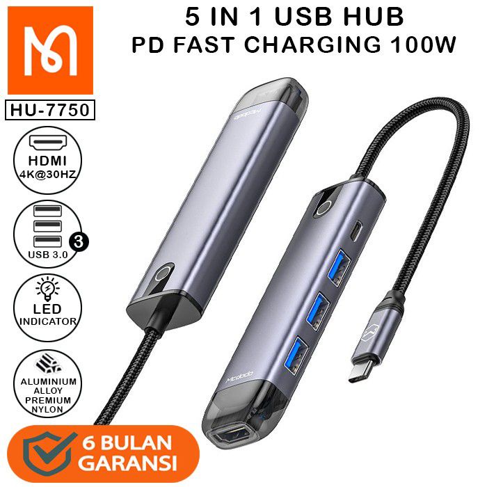 MCDODO Type C Hub 5 in 1 HU 7750 PD 100w HDMI USB 3.0 - Type C