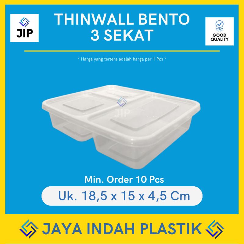 Thinwall Bento Sekat 3 / Thinwall bento 3 sekat / Box bento sekat 3