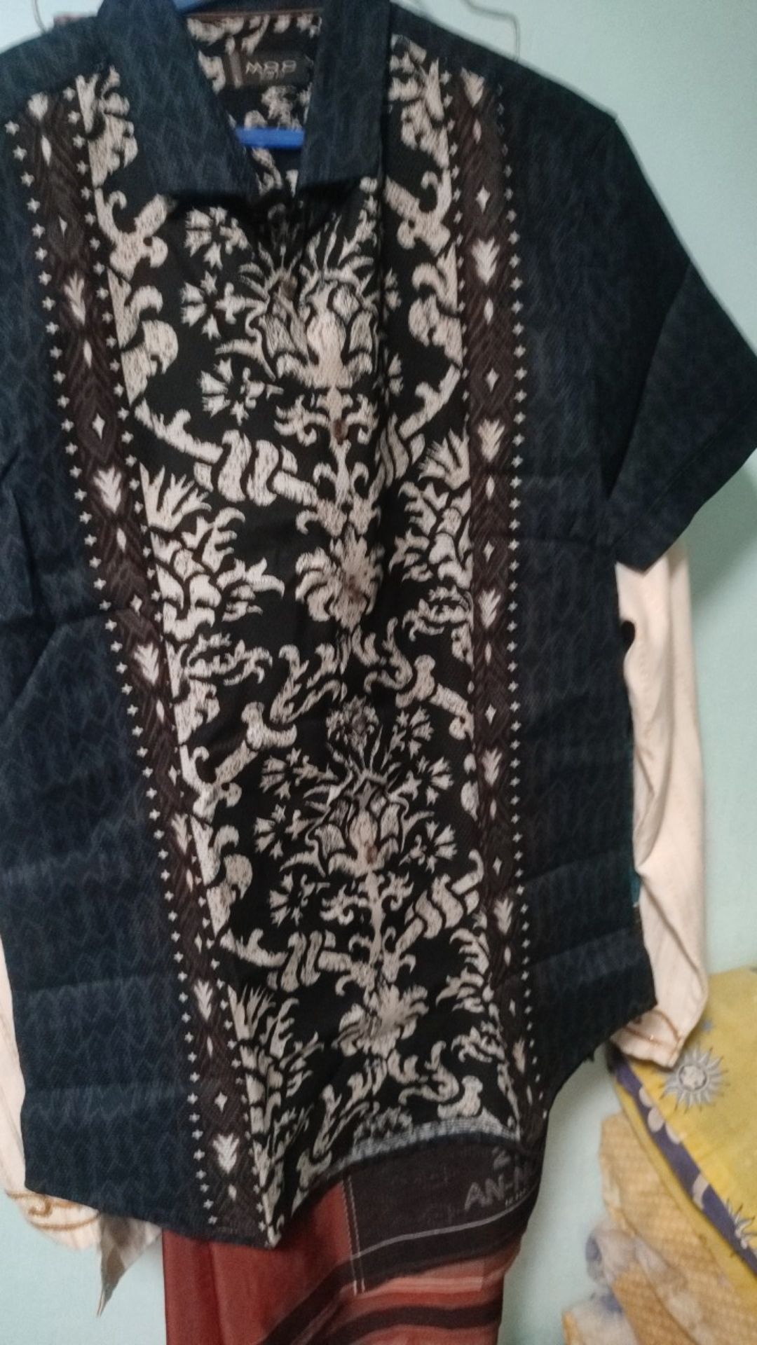 Moc Kemeja Batik Pria Lengan Pendek Slim Fit Pujangga-navy