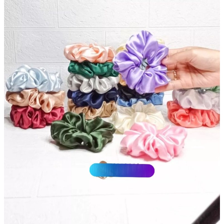 (Bisa COD) Ikat Rambut Scrunchi/Ikat Rambut Cepol Hijab/Bahan ceruty