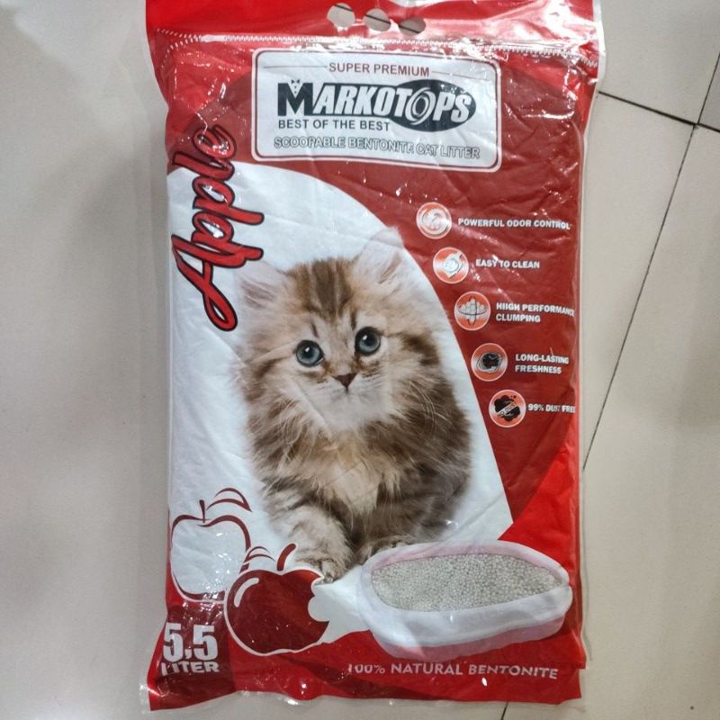 Pasir Kucing Markotops 5,5 Ltr Pasir Wangi Gumpal - Aple