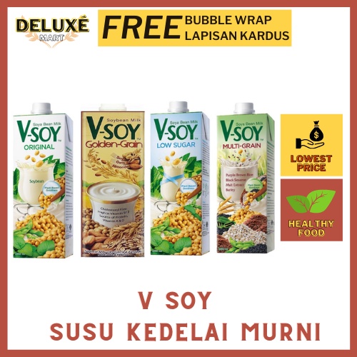 

V-Soy Susu Kedelai (200 ml / 1 litre) - Susu Kacang Murni Sehat Bergizi
