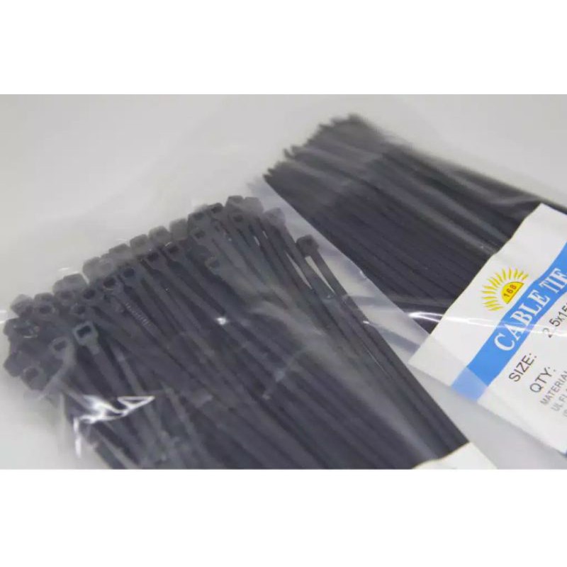 kabel ties / insulok 2,5 x 150 mm 1 kantong isi 100 pcs ada 2 warna putih / hitam