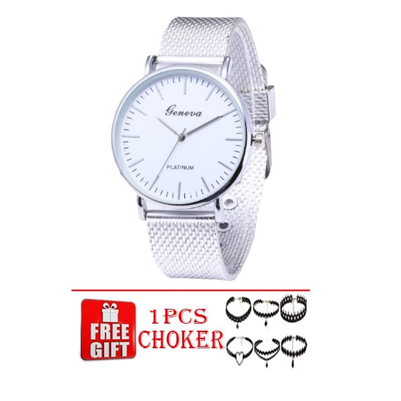 Jam Tangan Geneva HIGH CLASS + CHOKER  Korea Fashion Bisnis Business Look Kora Fashion Watch Bisnis