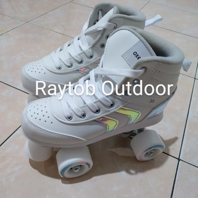 Sepatu Roda Anak Junior 100 JR QUAD ROLLER SKATES Oxelo White