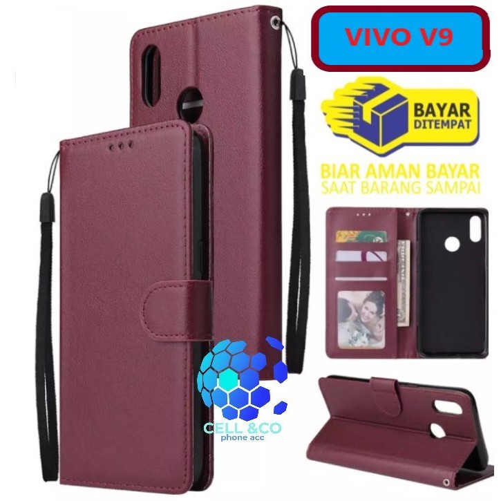 Flip cover VIVO V9 Flip case buka tutup kesing hp casing hp flip case leather wallet