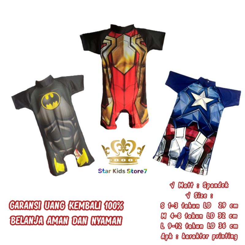 baju renang anak laki laki super hero batman spiderman captain america terbaru