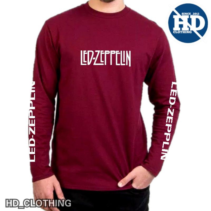 baju kaos atasan pria lengan panjang tema musik band ledzeppelin cotton combed 30s