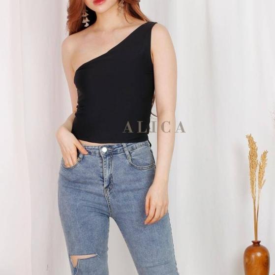 jane one shoulder / tank top polos - Black, S