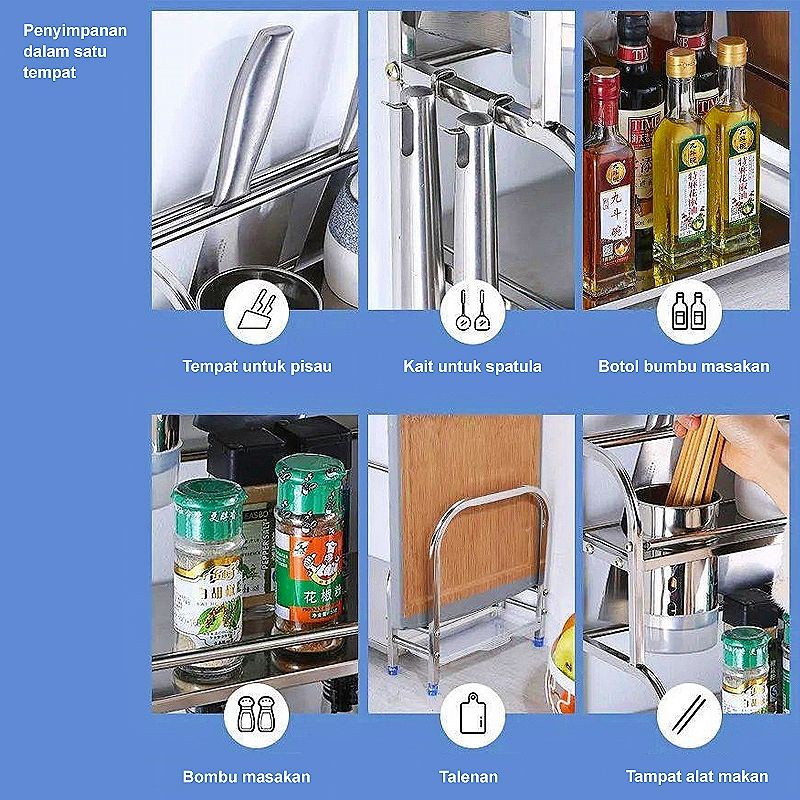 Rak Bumbu Dapur Stainless Steel - Rak Dapur Stainless Steel Serbaguna