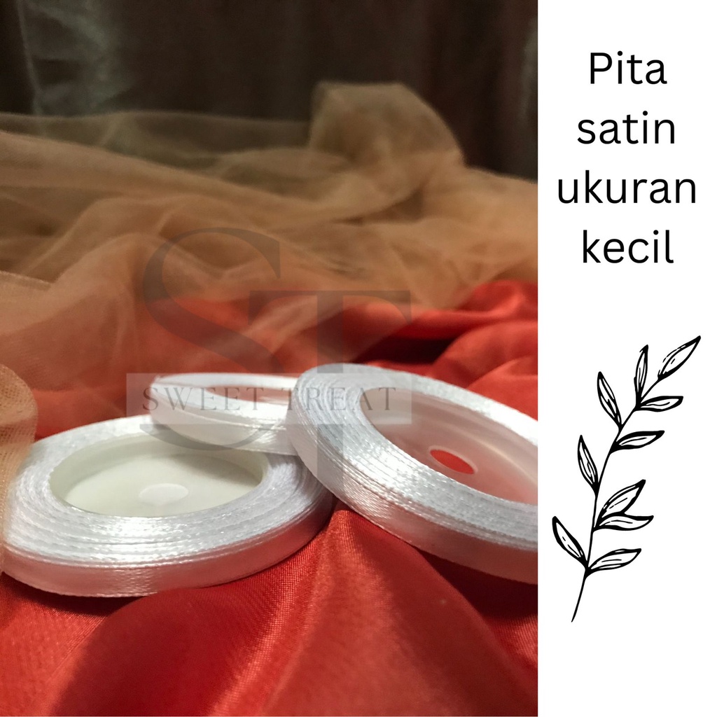 

Pita Satin Kecil 0,6cm  1/4 INCH warna putih
