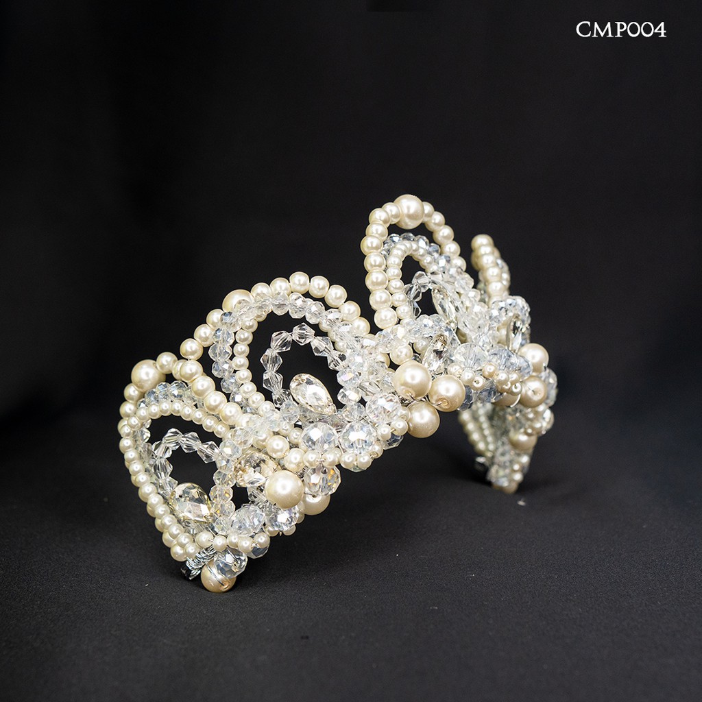 [BISA COD] WEDDING CROWN TIARA BRIDAL MAHKOTA AKSESORIS PESTA PUTIH CMP004