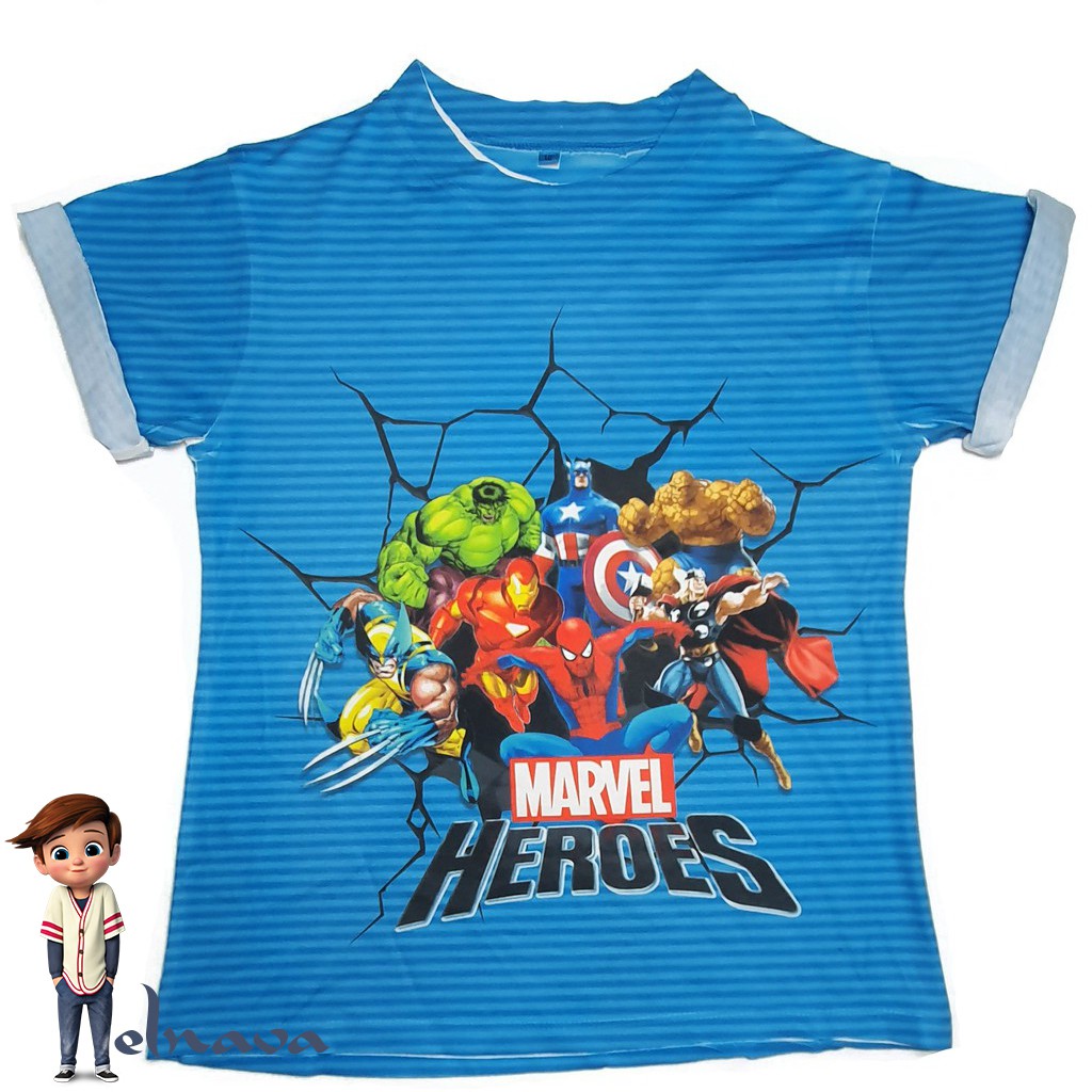 ELNAVA BAJU ANAK  COWOK IMPORT  KAOS  ANAK  HEROES UMUR 4 12 