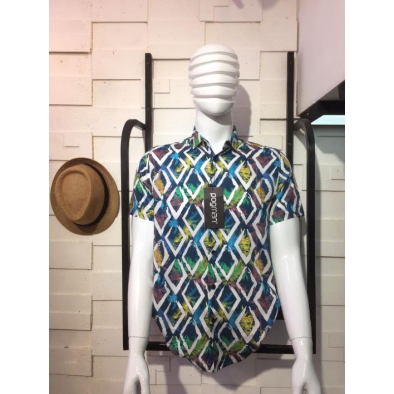 kemeja pria rayon  printing premium new arrival pogman