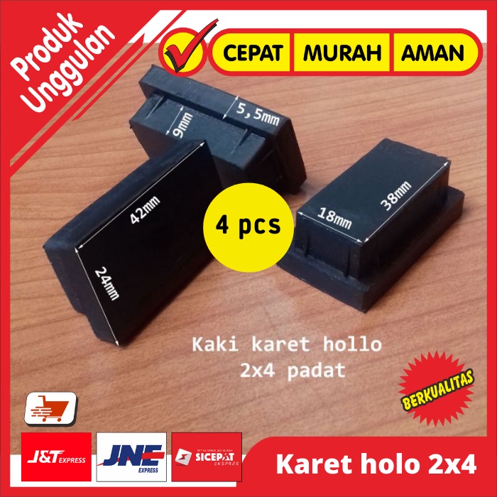 Alas Karet Kaki Kursi Meja Hollow Baja Ringan 2x4 Besi Hollo 2 x 4