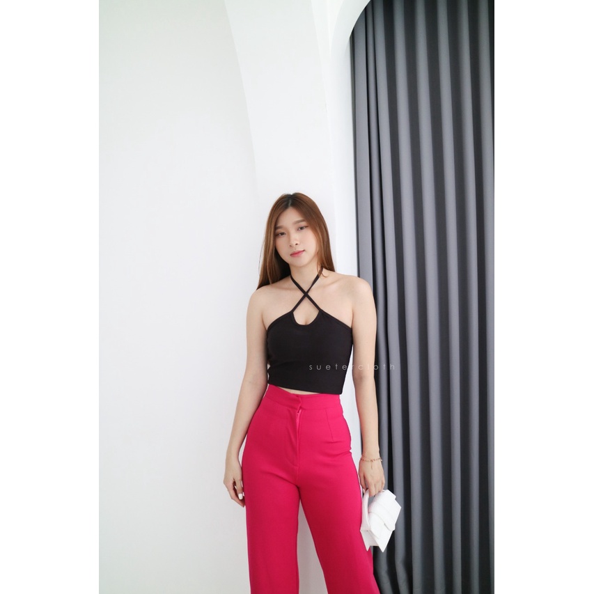 SUETERCLOTH - Ovisa Rib Knit Top / Halter Tank / Tank Top Halter Neck Wanita Premium