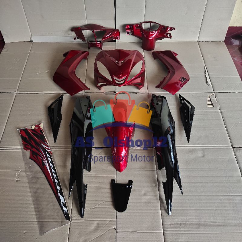 FULL BODY HALUS JUPITER MX 135 LAMA MERAH HITAM PLUS STRIPING