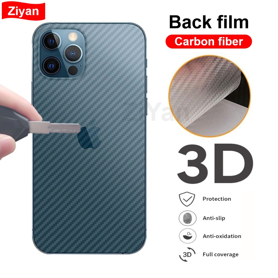 Stiker Pelindung Layar Anti Sidik Jari Bahan Carbon Fiber Untuk Iphone 11 12 Pro Max Mini 7 8 Plus X Xs Max Xr Se 2020
